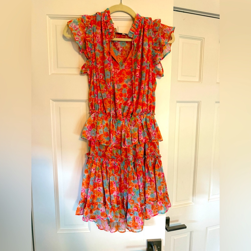 TCEC Red and Orange Ruffled Tiered Sundress